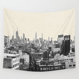 New York City Skyline | Black and White | Minimalist Travel Photography Wall Tapestry