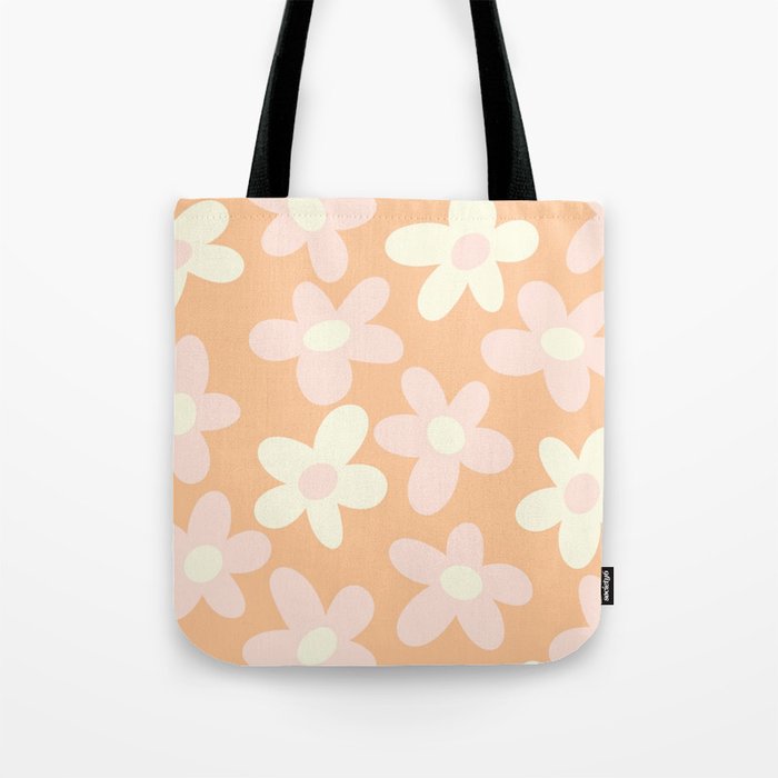 Dancing Daisies || Pastel Retro Flower Print  Tote Bag