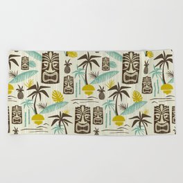 Island Tiki - Tan Beach Towel