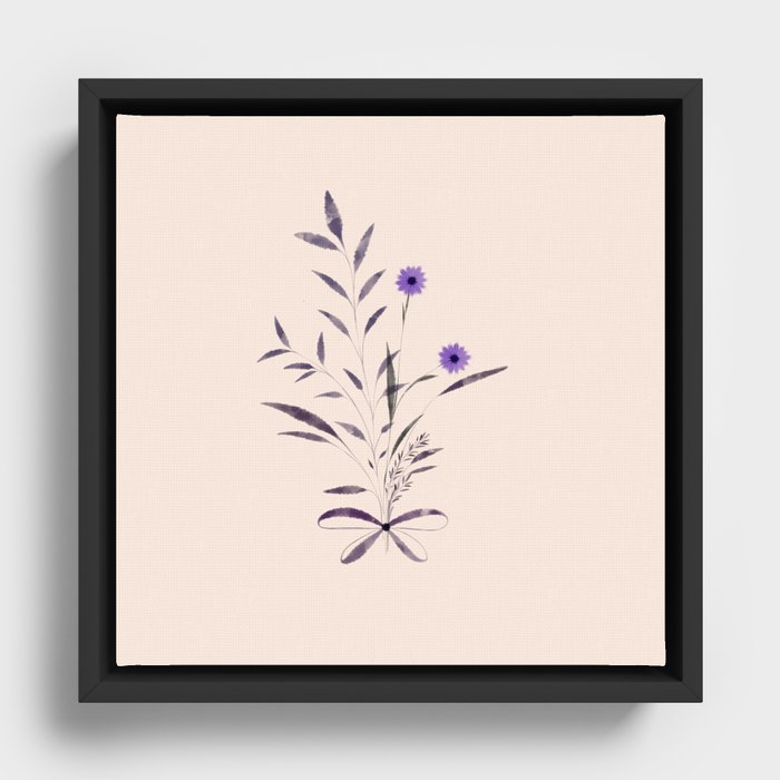 Purple Flowers Bouquet Card Framed Canvas