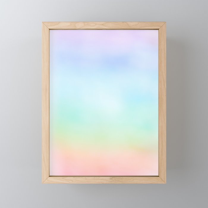 Pretty Pastel Rainbow Watercolor Tie Dye Framed Mini Art Print