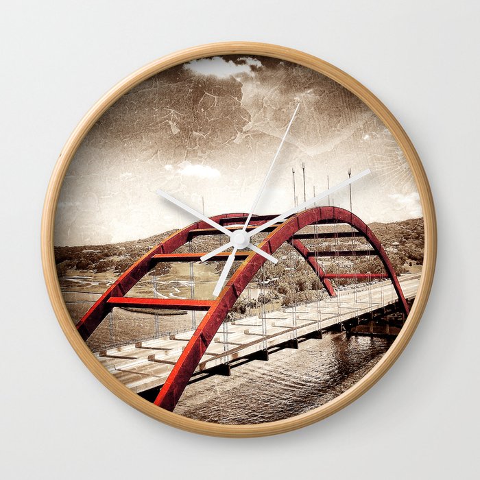 Austin 360 Bridge sepia Wall Clock