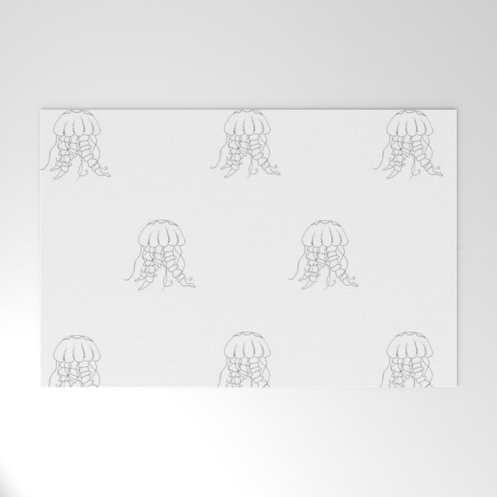 Jellyfish Outline Pattern - Under the Sea Collection Welcome Mat