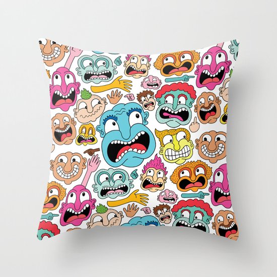 Weird Faces Throw Pillow