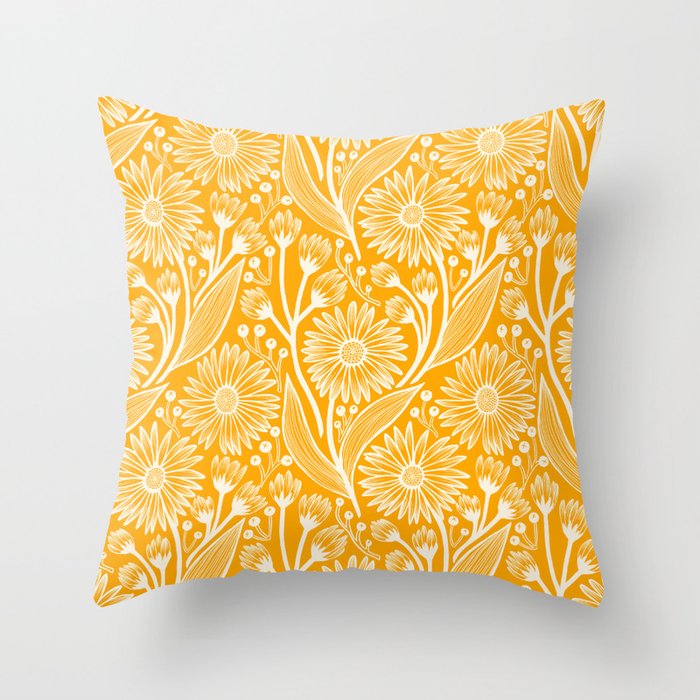 Saffron Coneflowers Throw Pillow