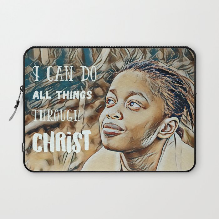 Black Girl Can Do All Things Through Christ Laptop Sleeve
