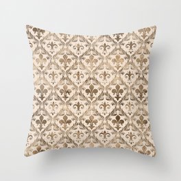 Fleur-de-lis pattern pastel gold Throw Pillow