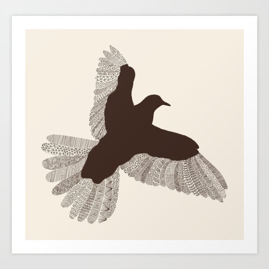 Bird (On Beige) Art Print