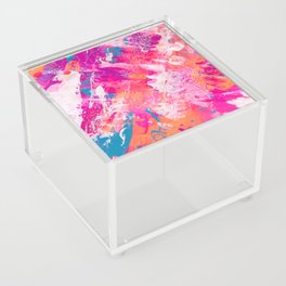 Vibrant Colorful Abstract Splatter Painting with Glitter Acrylic Box
