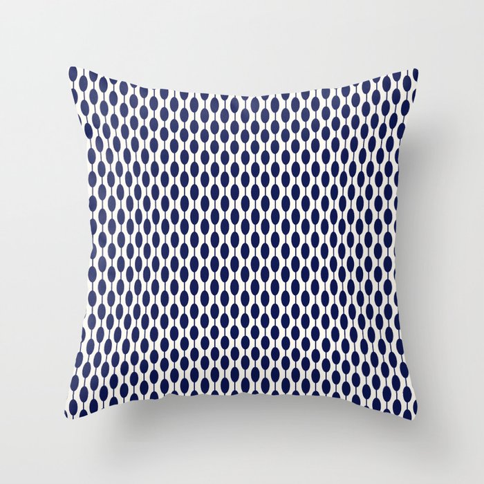 Blue retro shapes mid century modern Throw Pillow