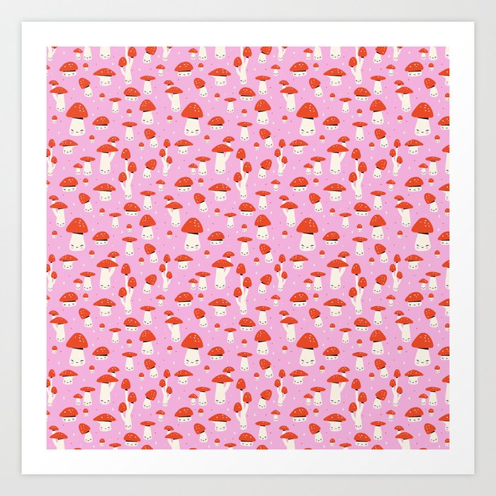 Cute Mushroom Pattern Art Print