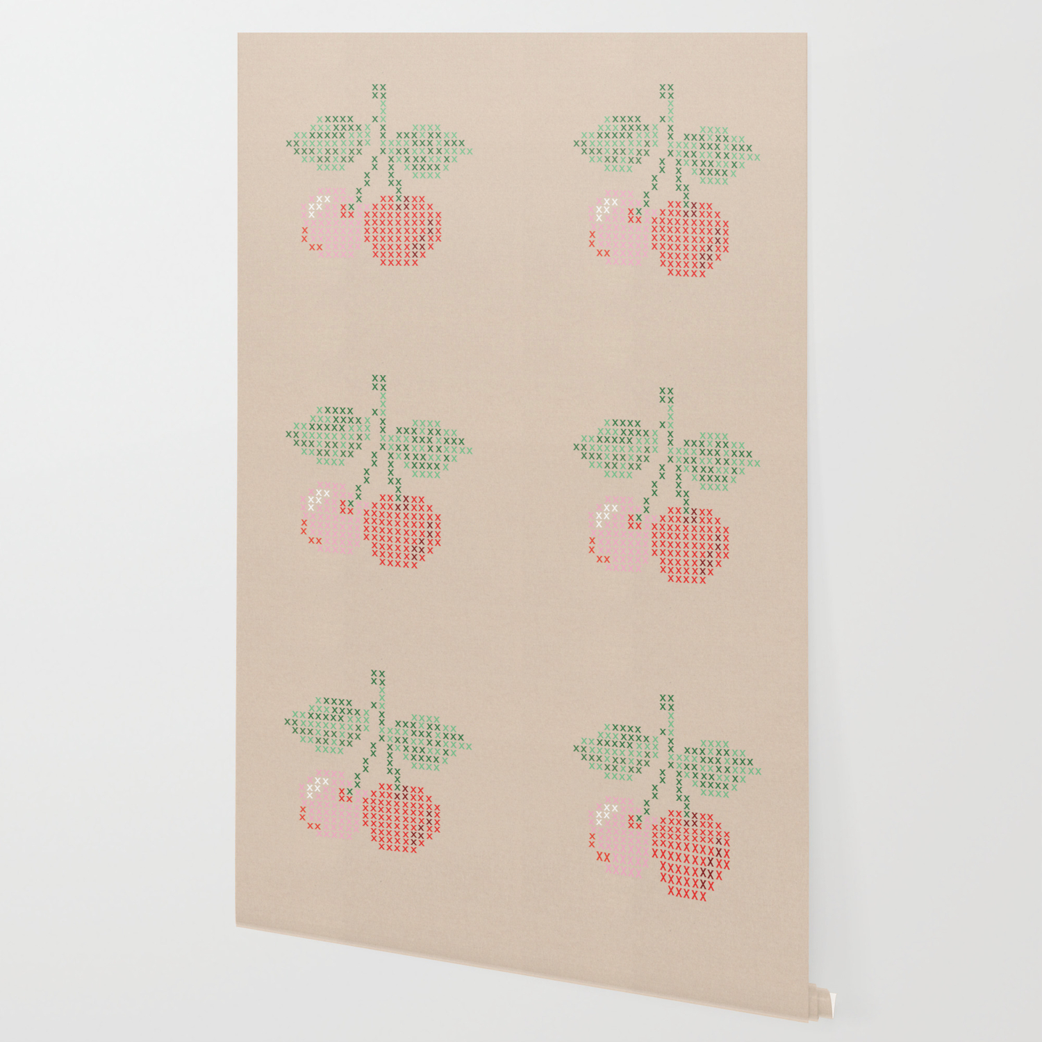 Cherry Cross Stitch Wallpaper By Bettysue Society6