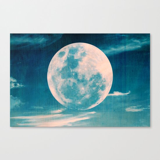 Full moon - Blue Canvas Print