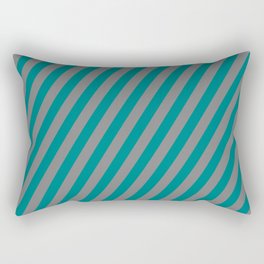 [ Thumbnail: Grey and Teal Colored Lined Pattern Rectangular Pillow ]