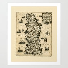 Map Of Crete 1574 Art Print | Crete, Graphicdesign 