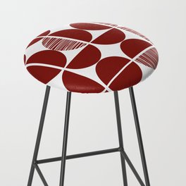 Red and white mid century shapes with stripes Bar Stool