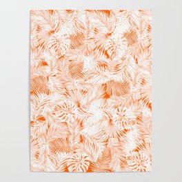 orange tropical leaves pattern Poster