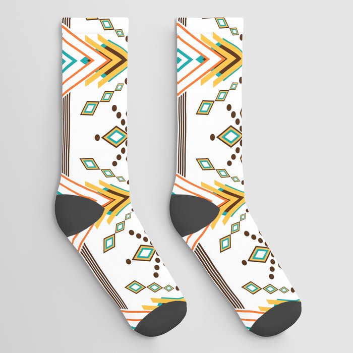 Clean Tribal Mid Mod Native American Vintage Aztec Appeal Pattern Socks