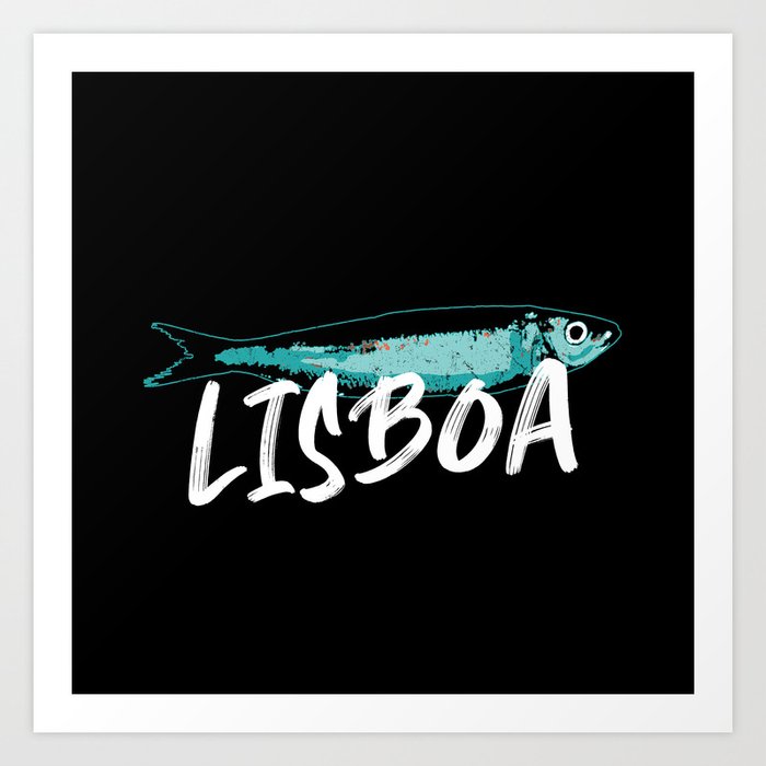 The famous sardine of the Lisbon festival illustration on black background Art Print