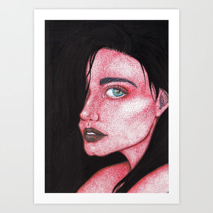 Femme Red Dotwork Art Print