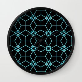 Lacy Pattern - Teal on Black Wall Clock