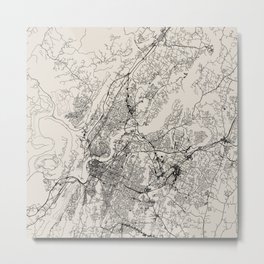 USA, Chattanooga Black&White Map -  Metal Print | Iphone, Pillows, Usa, Metal, Region, Case, America, Him, Small, Her 