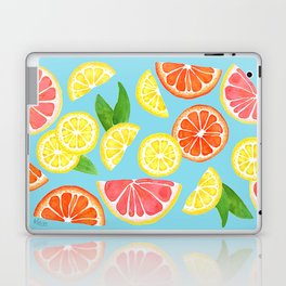 Summer Citrus and Leaves - Blue Laptop Skin