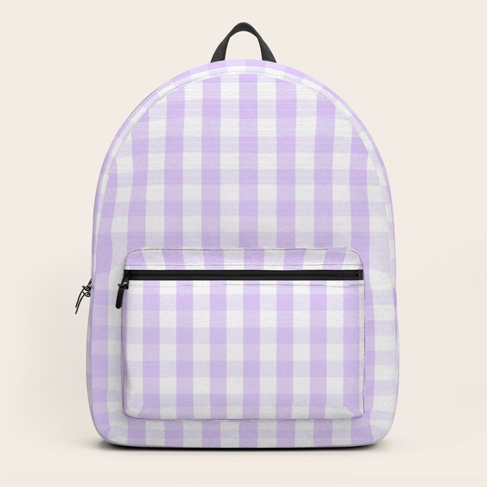 purple checkered backpack