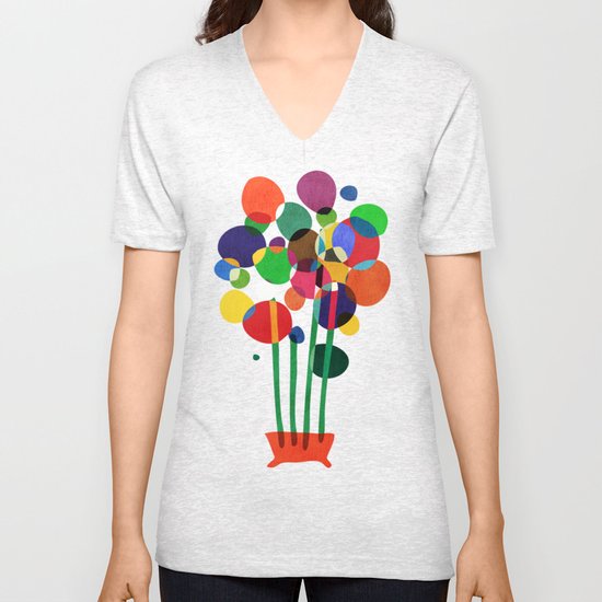 Happy flowers in the vase Unisex V-Neck