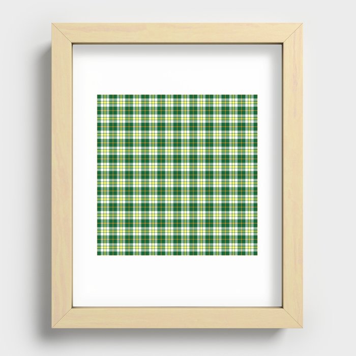 Green and White Plaid Recessed Framed Print