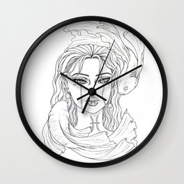 Pisces - Zodiac Girl Drawing Wall Clock