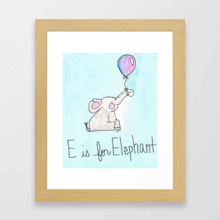 E is for Elephant Framed Art Print
