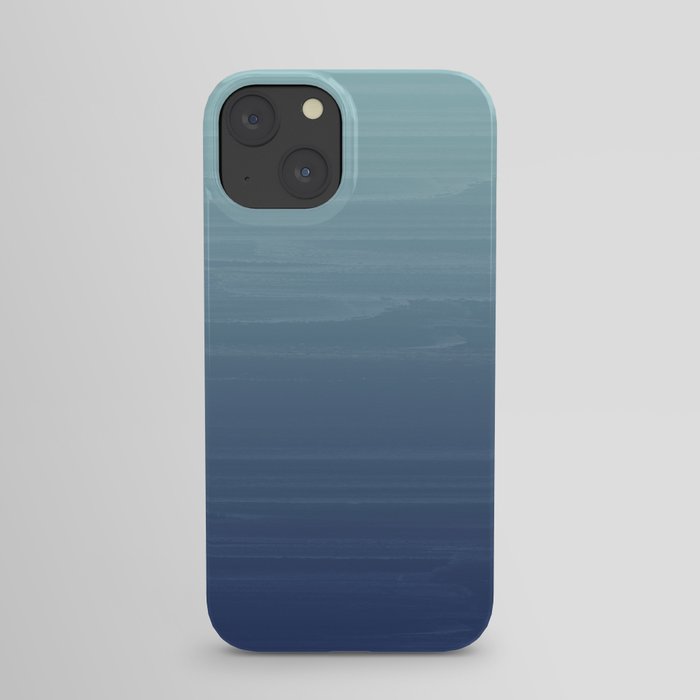 Light blue to navy painted gradient ombre iPhone Case