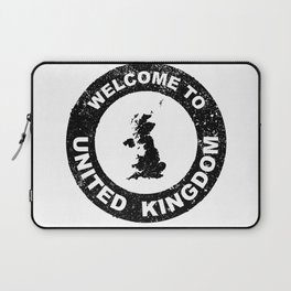 Rubber Ink Stamp Welcome To United KIngdom Laptop Sleeve