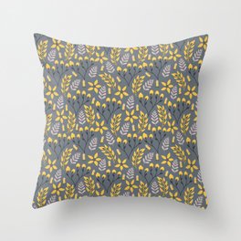 Yellow Floral Gray Throw Pillow