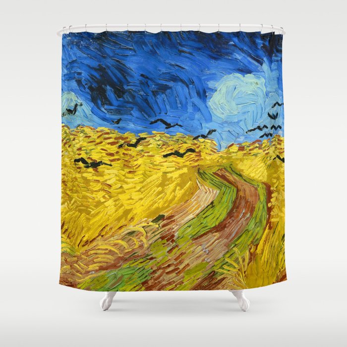 Van Gogh Wheatfield With Crows Impressionist Painting Shower Curtain