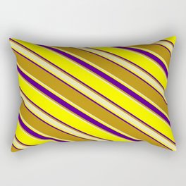 [ Thumbnail: Yellow, Indigo, Dark Goldenrod, and Pale Goldenrod Colored Stripes/Lines Pattern Rectangular Pillow ]