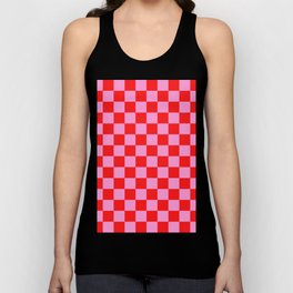 Pink Checkered And Red Bright Modern Shape Geometric Pattern Tank Top