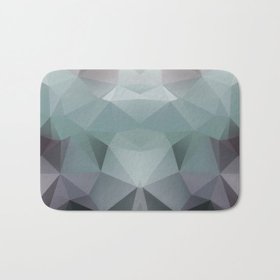 Abstract geometric polygonal pattern in grey and green tones . Bath Mat