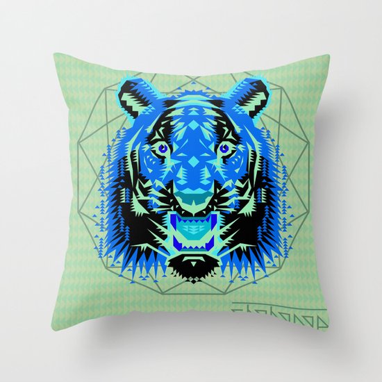 Geometric Tiger Throw Pillow