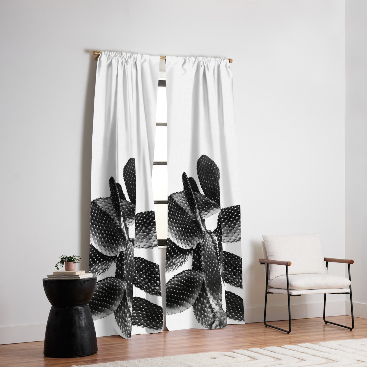 Black White Cactus 1 Plant Decor Art Society6 Blackout