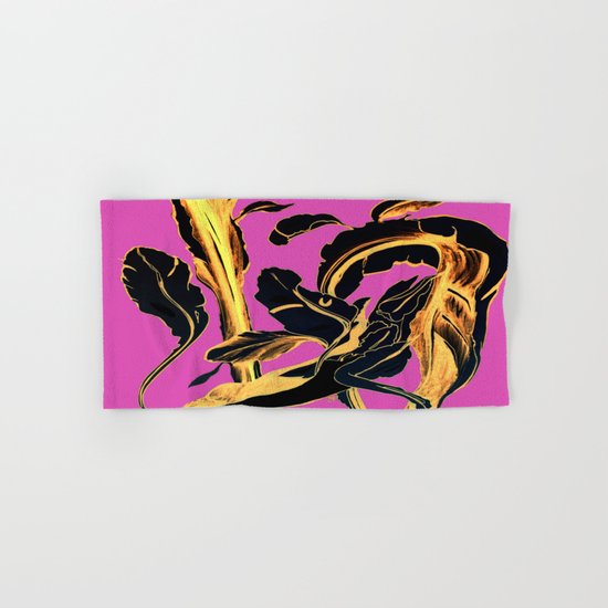 Golden Succulent on Fuchsia Hand & Bath Towel