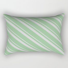 [ Thumbnail: Light Grey & Dark Sea Green Colored Stripes Pattern Rectangular Pillow ]