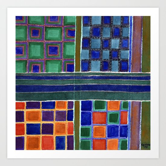 Four Squares Check Pattern Art Print