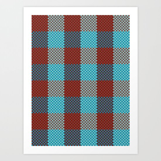 Pixel Plaid - Cranberry Bog Art Print