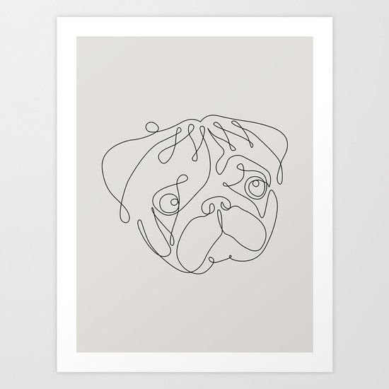 One Line Pug Art Print