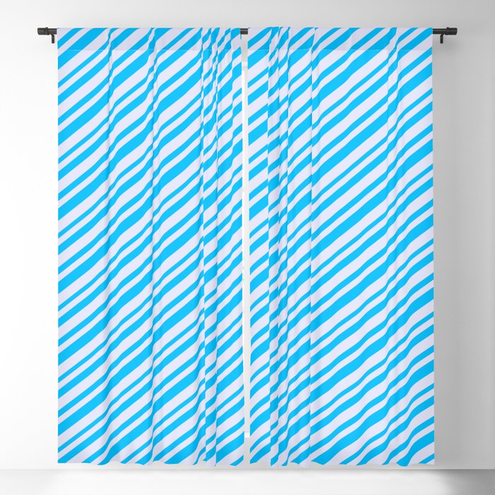 Lavender and Deep Sky Blue Colored Lines/Stripes Pattern Blackout Curtain