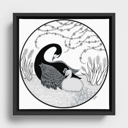 Black Swan and Moonlark Framed Canvas