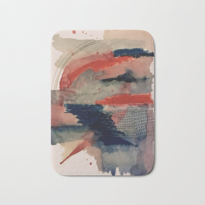 Independent: a red and blue abstract watercolor Bath Mat