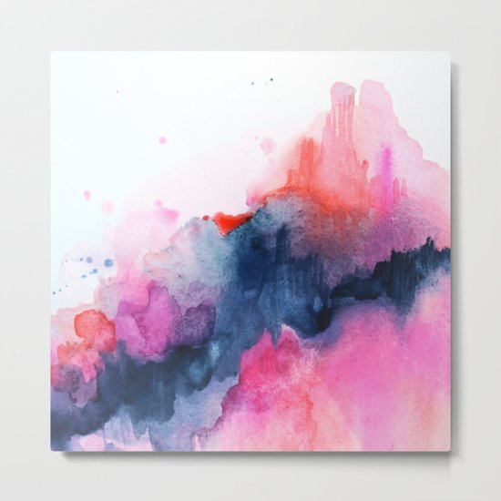 Abstract watercolor Orange Pink Metal Print